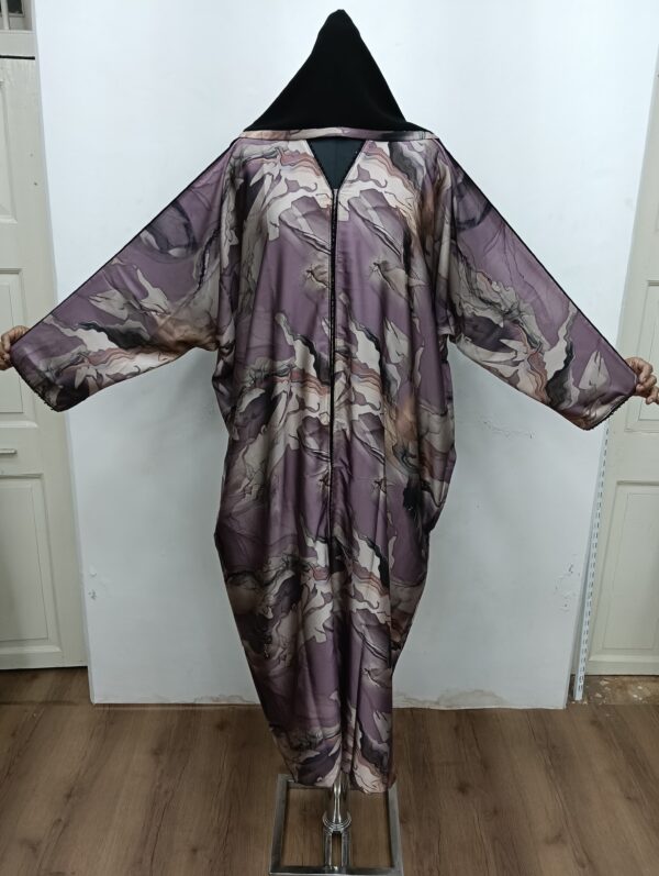 Imported Printed Abaya – Handwork Lace & Piping | Free Size 56